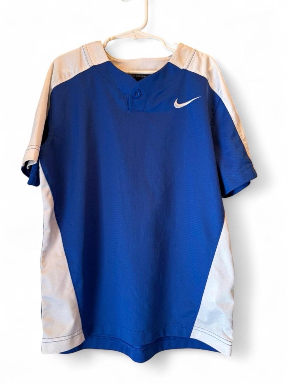 Nike Team Baseball Youth Small Blue White Athletic Jersey Shirt